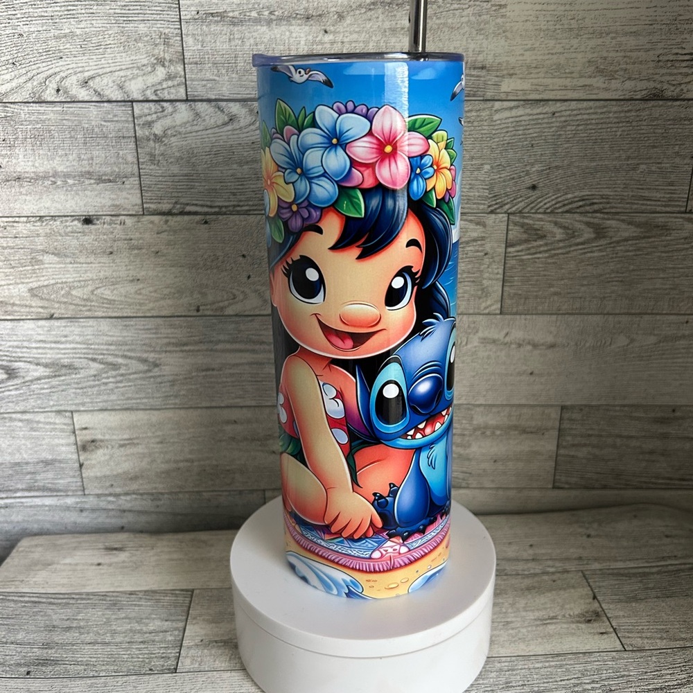 Colorful Lilo and Stitch Character 20oz Tumbler